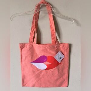KATE SPADE  Heart Lips Canvas Book Tote NWT